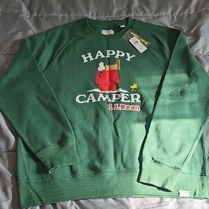 L.L. Bean Green Happy Camper Crewneck Sweater